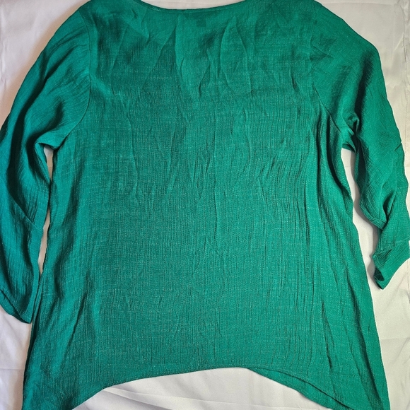 Zac & Rachel Womans Green V-neck Open Sleeve Lightweight Blouse Size 1X - Picture 10 of 11